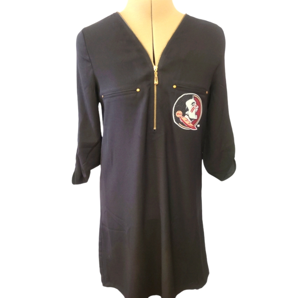 Gameday Couture Florida State Seminoles Logo Sexy sz S Black zip front and back